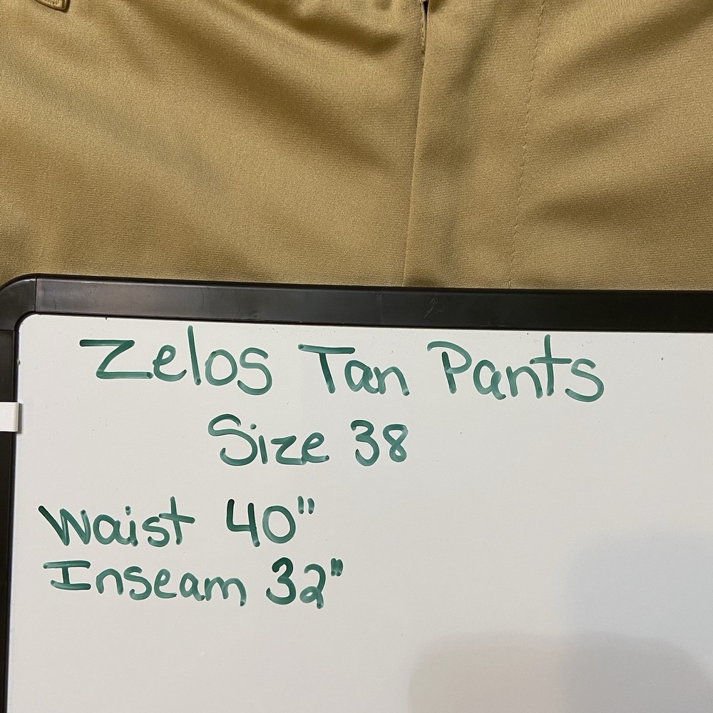 ZELOS Pants‎ Men's Khaki Flat Front Performance Golf Stretch Chino Size 40x32 - Picture 7 of 7